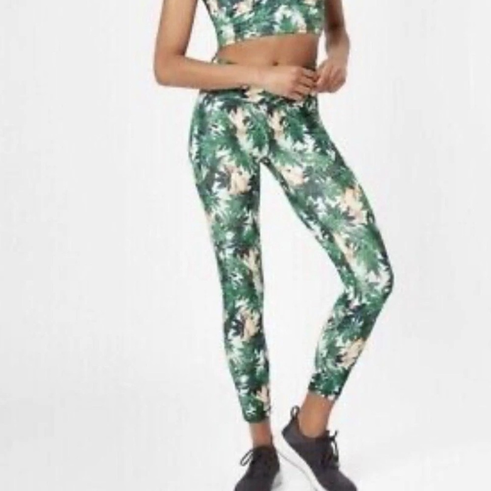 Sweaty Betty Yoga All Day Contour 7/8 Leggings Tropical Pineapple Parrot Size XS